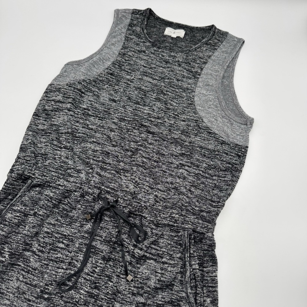 Lou & Grey Womens Size Small Dress Gray Heathered Drawstring Waist Casual Comfy